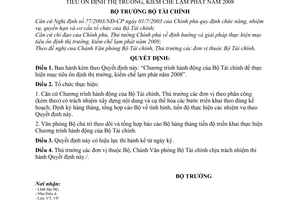 Quyết định 745/QĐ-BTC Chương trình hành động của Bộ Tài chính để thực hiện mục tiêu ổn định thị trường, kiềm chế lạm phát năm 2008