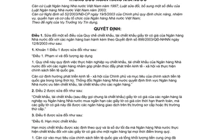 Quyết định 12/2008/QĐ-NHNN sửa đổi Quy chế chiết khấu, tái chiết khấu giấy tờ có giá của Ngân hàng Nhà nước đối với các ngân hàng QĐ 898/2003/QĐ-NHNN