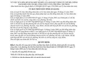 Quyết định 14/2008/QĐ-UBND sửa đổi điều của Bản Quy định chế độ, chính sách đối với cán bộ, công chức ở xã, phường, thị trấn