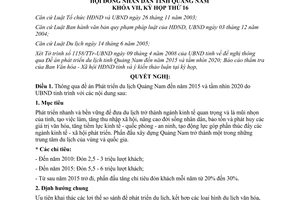 Nghị quyết 105/2008/NQ-HĐND phát triển du lịch tỉnh Quảng Nam đến 2015