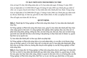 Quyết định số 33/2008/QĐ-UBND Thành lập Sở Nông nghiệp và Phát triển nông thôn