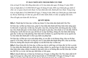 Quyết định 36/2008/QĐ-UBND thành lập Sở Giáo dục và Đào tạo Cần Thơ