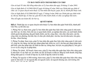 Quyết định 39/2008/QĐ-UBND thành lập cơ quan chuyên môn thuộc UBND Ninh Kiều