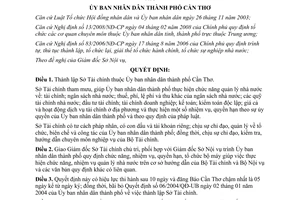 Quyết định 24/2008/QĐ-UBND thành lập Sở Tài Chính thuộc Ủy ban nhân dân Cần Thơ