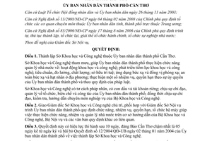 Quyết định số 29/2008/QĐ-UBND thành lập Sở Khoa học Công nghệ Cần Thơ