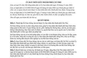 Quyết định số 32/2008/QĐ-UBND Thành lập Sở Giao thông vận tải Cần Thơ