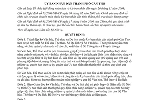 Quyết định số 34/2008/QĐ-UBND Thành lập Sở Văn hóa Thể thao và Du lịch