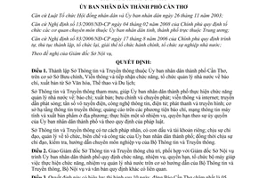 Quyết định số 35/2008/QĐ-UBND thành lập Sở Thông tin Truyền thông Cần Thơ