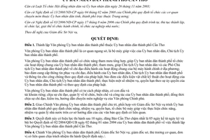 Quyết định 23/2008/QĐ-UBND thành lập Văn phòng Ủy ban nhân dân thành Cần Thơ