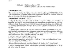 Công văn 59/BNN-BVTV-BCĐ-TB Tình hình dịch rầy nâu, bệnh vàng lùn, lùn xoắn lá