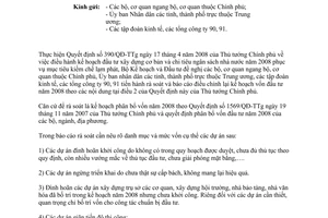 Công văn  3119/BKH-TH thực hiện QĐ 390/QĐ-TTg