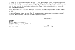 Công văn  667/TTg-KTTH bố trí vốn cho Dự án XD đường Sông Mã-Sốp Cộp, tỉnh Sơn La.