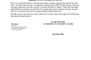 Công văn  179/BXD-TCCB báo cáo số lượng, chất lượng viên chức  2007