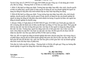 Công văn 1503/LĐTBXH-LĐTL thời gian tính trợ cấp thôi việc, mất việc làm người lao động làm việc  công ty CP chuyển đổi từ DN 100% vốn nhà nước