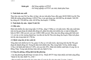 Công văn  60/BNN-BVTV-BCĐ-TB Tình hình dịch rầy nâu, bệnh vàng lùn, lùn xoắn lá