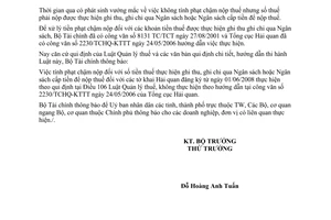 Công văn  6577/BTC-TCHQ Xử lý phạt chậm nộp thuế