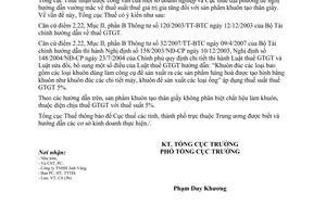 Công văn 1824/TCT-CS  thuế suất thuế giá trị gia tăng đối với sản phẩm khuôn tạo thân giầy