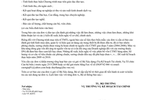 Công văn  77/BXD-KHTC Chuẩn bị số liệu để đánh giá 5 năm công tác đào tạo 2004 -2008.