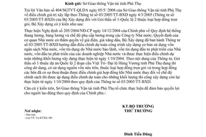 Công văn 894/BXD-KTXD Điều chỉnh giá trị xây lắp theo TT  03/2005/TT-BXD đối với gói thầu số 1 thuộc DA Quốc lộ 2