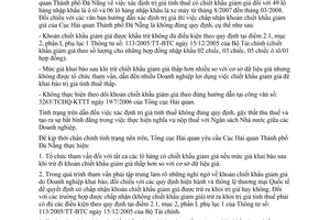 Công văn  2198/TCHQ-KTTT chiết  khấu giảm giá hàng nhập khẩu