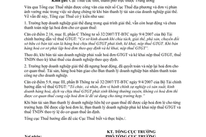 Công văn 1848/TCT-CS  sử dụng hoá đơn bán tài sản của DN giải thể