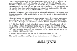 Công văn  2244/TCHQ-KTTT giá tính thuế ô tô nhập khẩu