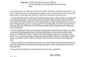 Công văn 725/TTg-KTTH ngân sách địa phương huy động vốn đầu tư theo quy định  khoản 3 Điều 8 Luật NSNN