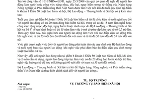 Công văn 1605/LĐTBXH-BHXH thực hiện chính sách đối với người lao động