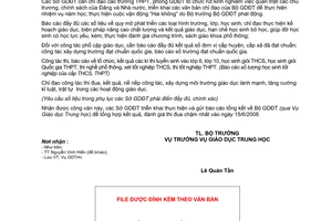 Công văn  4315/BGDĐT-GDTrH Nội dung báo cáo tổng kết giáo dục trung học năm học 2007-2008