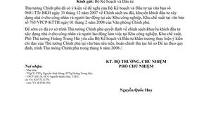 Công văn  3291/VPCP-KTTH Chính sách khuyến khích đầu tư XD nhà ở cho công nhân làm việc tại KCN, KCX