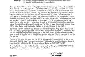 Công văn  1532/BTP-CĐKGDBĐ tổ chức thực hiện TT 07/2007/TT-BTP