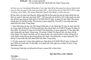 Công văn  3335/VPCP-TCCV thông báo ý kiến của TTgCP  thực hiện Đề án 30 NĐ 20/2008/NĐ-CP