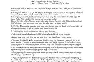 Công văn  4218/BCT-XNK hạn mức nhập khẩu xăng dầu tối thiểu năm 2008