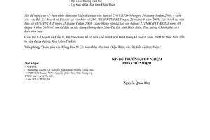 Công văn  3387/VPCP-KTTH vốn để đầu tư xây dựng đường Keo Lôm-Tìa Ló, tỉnh Điện Biên