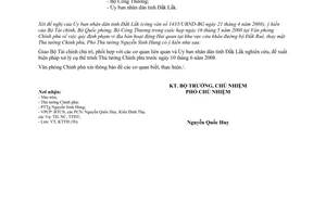 Công văn  3389/VPCP-KTTH phạm vi địa bàn hoạt động Hải quan  khu vực cửa khẩu Đắk Ruê, tỉnh Đắk Lắk