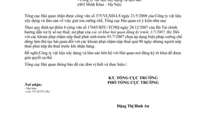 Công văn  2421/TCHQ-KTTT Xử lý nợ phạt