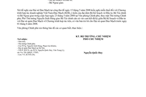 Công văn  3512/VPCP-KTTH trả lời chính sách thuế đối với Chương trình hợp tác doanh nghiệp Việt Nam-Đan Mạch