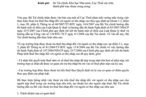 Công văn 6122/BTC-TCT hướng dẫn thoái trả thuế thu nhập người có thu nhập cao