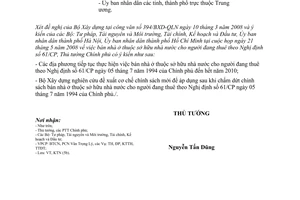 Công văn  827/TTg-KTN bán nhà ở thuộc sở hữu nhà nước theo NĐ 61/CP