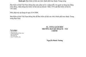 Công văn 1540/BHXH-KHTC thông báo mức xử lý vi phạm  đóng bảo hiểm xã hội