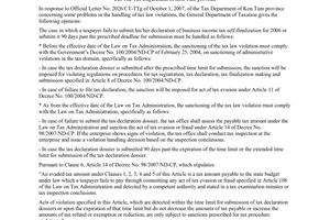 Official Dispatch No. 2017/TCT-CS on settlement of problems arising in the handl