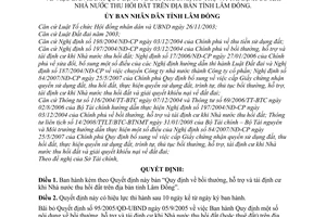 Quyết định 15/2008/QĐ-UBND Quy định bồi thường, hỗ trợ và tái định cư khi Nhà nước thu hồi đất tỉnh Lâm Đồng