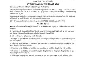 Quyết định 71/2008/QĐ-UBND bãi miễn một số loại phí lệ phí Quảng Ngãi