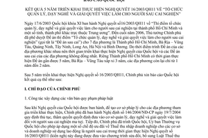 Báo cáo 64/BC-CP kết quả 5 thực hiện NQ 16/2003/QH11 tổ chức quản lý dạy nghề giải quyết việc làm người sau cai nghiện
