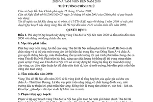 Quyết định 490/QĐ-TTg  phê duyệt quy hoạch xây dựng vùng thủ đô Hà Nội đến năm 2020 và tầm nhìn đến năm 2050