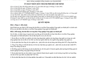 Quyết định 35/2008/QĐ-UBND đối tượng thu hút đầu tư và cơ chế, chính sách hỗ trợ các nhà đầu tư trong Khu Nông nghiệp công nghệ cao thành phố
