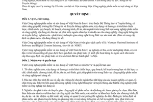 Quyết định 30/2008/QĐ-BTTTT quy định chức năng, nhiệm vụ, quyền hạn và cơ cấu tổ chức của Viện Công nghiệp phần mềm và nội dung số Việt Nam