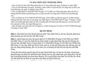 Quyết định 11/2008/QĐ-UBND trình tự, thủ tục cấp giấy phép hoạt động khoáng sản