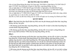 Quyết định 22/2008/QĐ-BTC quy định mức thu, chế độ thu, nộp, quản lý và sử dụng phí nhượng quyền khai thác cảng hàng không, sân bay