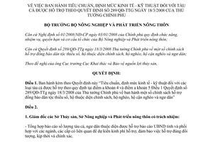 Quyết định 1381/QĐ-BNN-KTBVNL Tiêu chuẩn định mức kinh tế kỹ thuật tàu cá